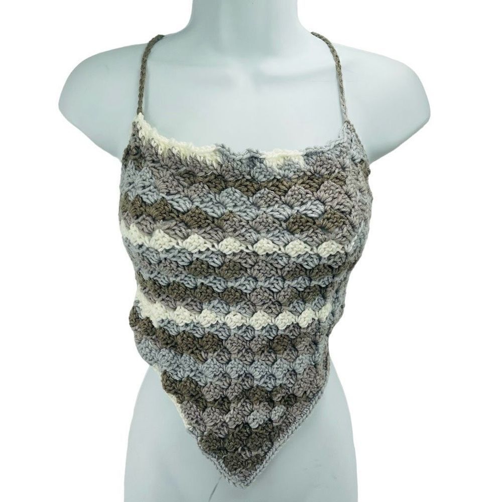 Napper Veronica Women's Handmade Crochet Crop Top Medium Large Earth Tone NEW